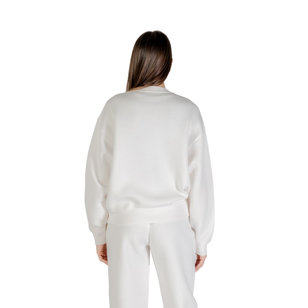 Hooded Activewear Sweatshirt by Guess Active for women in stretch polymide viscose cream presents a dynamic silhouette, featuring a dynamic hooded neckline and detailed with functional .