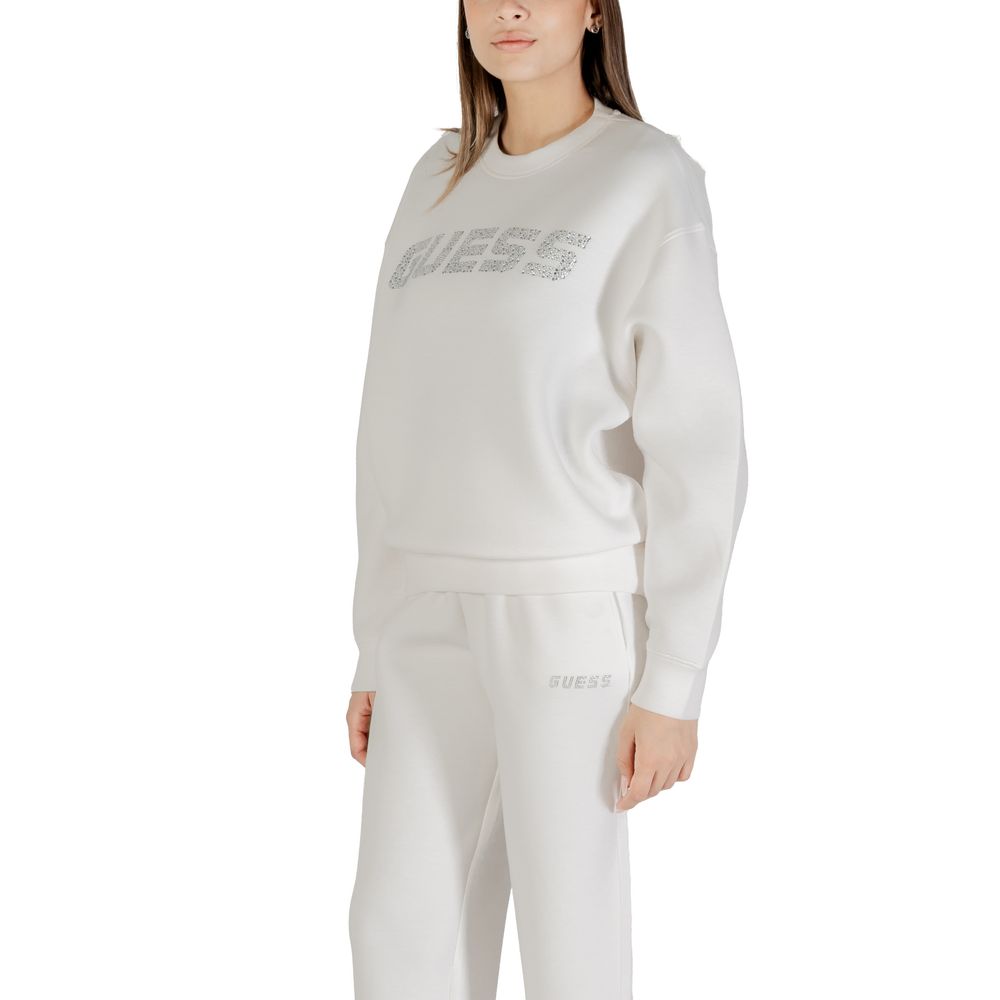 Hooded Activewear Sweatshirt by Guess Active for women in stretch polymide viscose cream presents a dynamic silhouette, featuring a dynamic hooded neckline and detailed with functional .