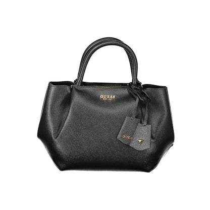 Handbag by Guess Jeans for women in polyethylene black features a refined silhouette, showcasing a secure snap & zipper, organized built-in-compartments, and versatile shoulder-strap, adjustable-strap & handle for a refined finish.