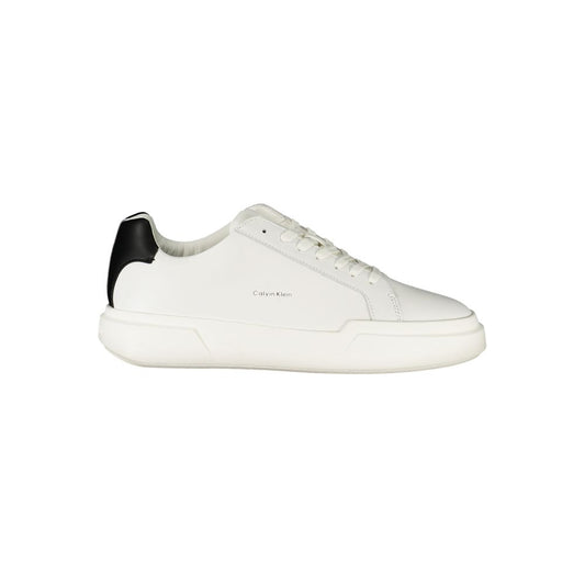 Athletic Sneakers by Calvin Klein for men in polyester polyethylene leather black & white features an architectural silhouette, showcasing the premium athletic style of the Crisp Men's Athletic Polyester Polyethylene Leather Sneakers with an architectural finish.