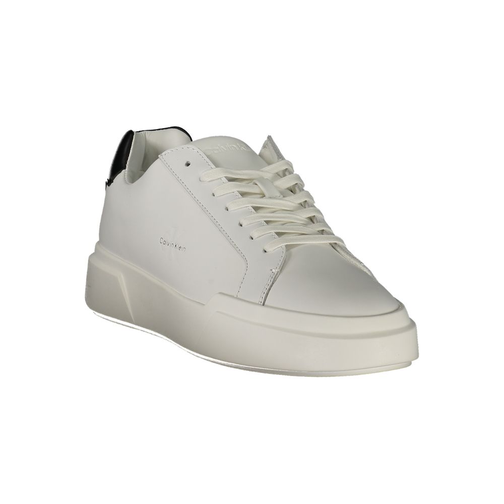 Athletic Sneakers by Calvin Klein for men in polyester polyethylene leather black & white features an architectural silhouette from the Crisp Men's Athletic Polyester Polyethylene Leather Sneakers collection, showcasing a architectural athletic style for a architectural look.