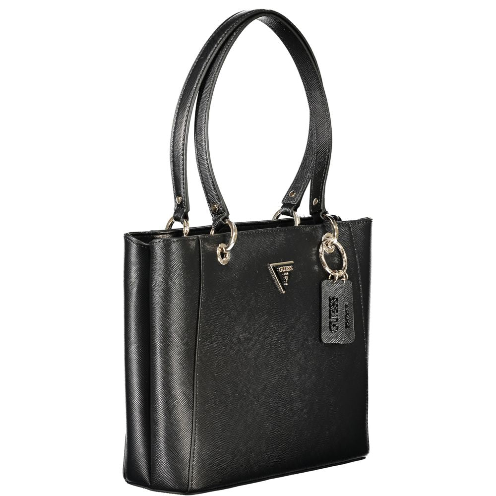 Handbag by Guess Jeans for women in polyethylene black features a ornamental silhouette, showcasing a secure zipper, ample external-pockets, and ornamental for a sophisticated look.