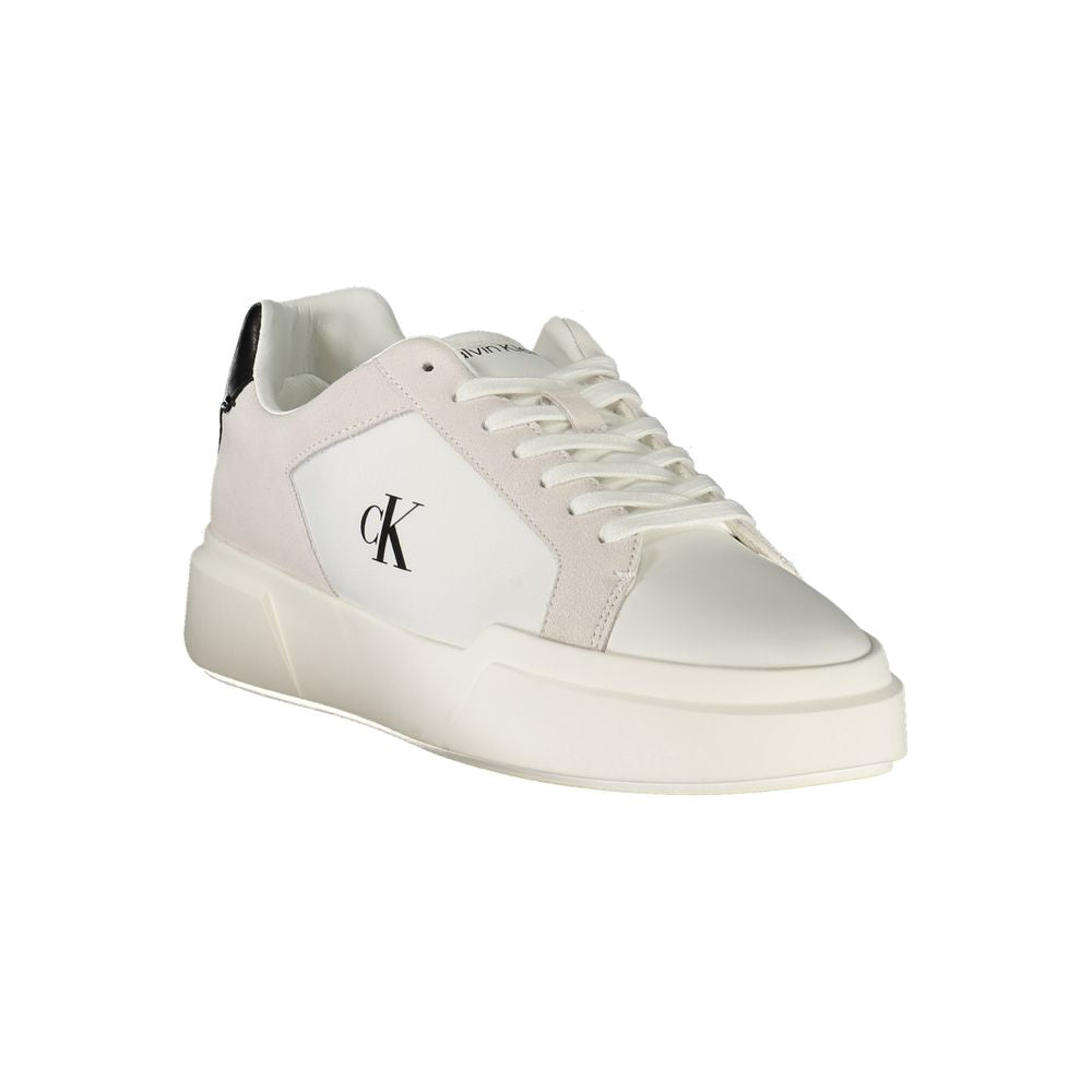 Athletic Sneakers by Calvin Klein for men in polyester polyurethane leather black & white features an architectural silhouette from the Men's Athletic Polyester Polyurethane Leather Sneakers collection, showcasing a architectural athletic style for a architectural look.