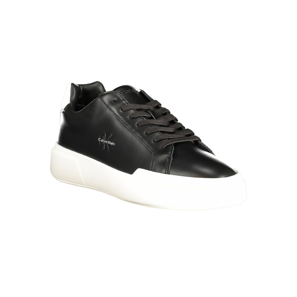 Athletic Sneakers by Calvin Klein for men in polyester polyethylene leather black & white presents a sleek silhouette, perfectly capturing the athletic style essence of Men's Athletic Polyester Polyethylene Leather Sneakers with its sleek design and premium finish.