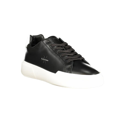 Athletic Sneakers by Calvin Klein for men in polyester polyethylene leather black & white presents a sleek silhouette, perfectly capturing the athletic style essence of Men's Athletic Polyester Polyethylene Leather Sneakers with its sleek design and premium finish.