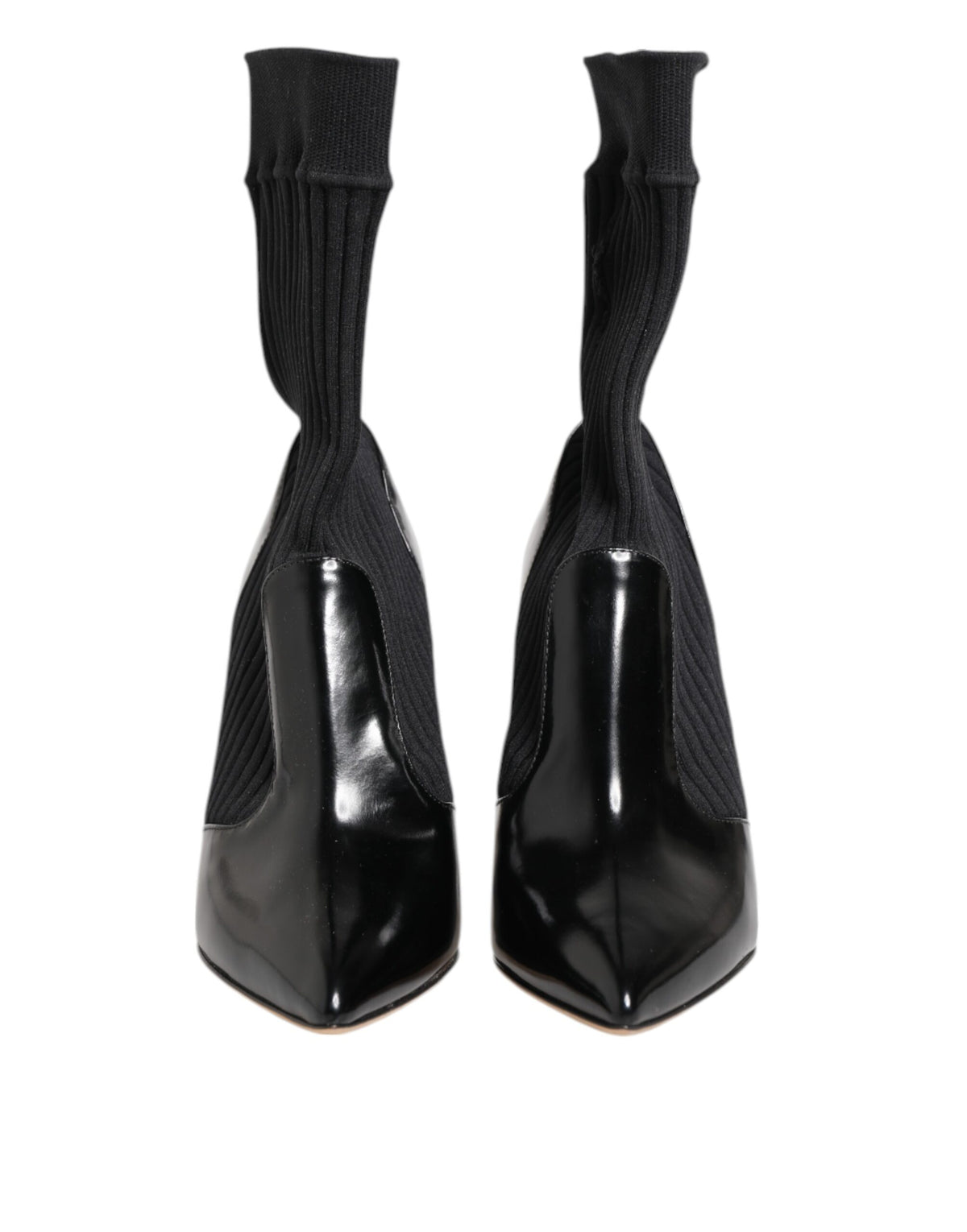 Dolce & Gabbana Women's Nylon Goat & Calf Leather High-Heel Stiletto Sock Ankle Short Boots - Black Signature