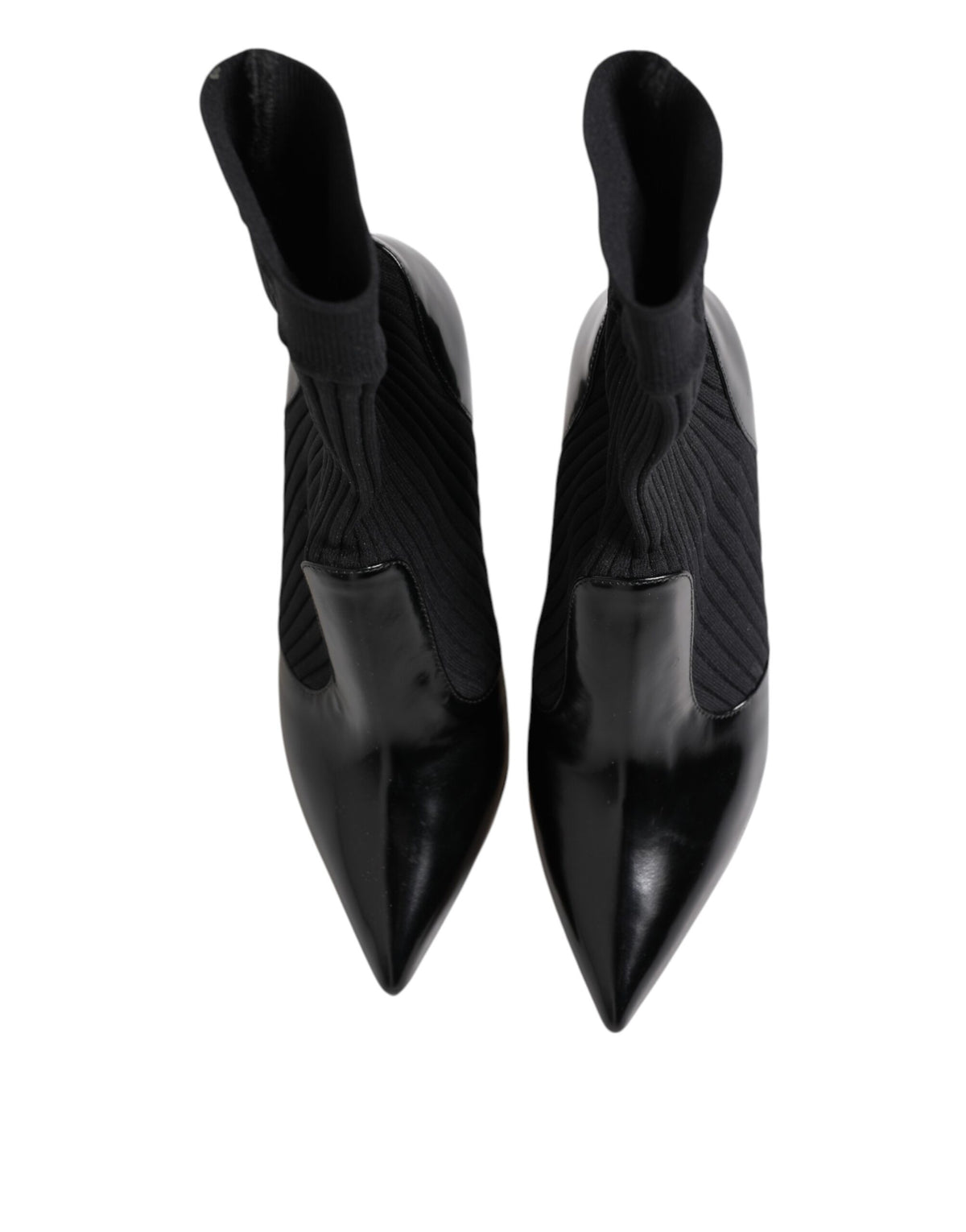 Dolce & Gabbana Women's Nylon Goat & Calf Leather High-Heel Stiletto Sock Ankle Short Boots - Black Signature