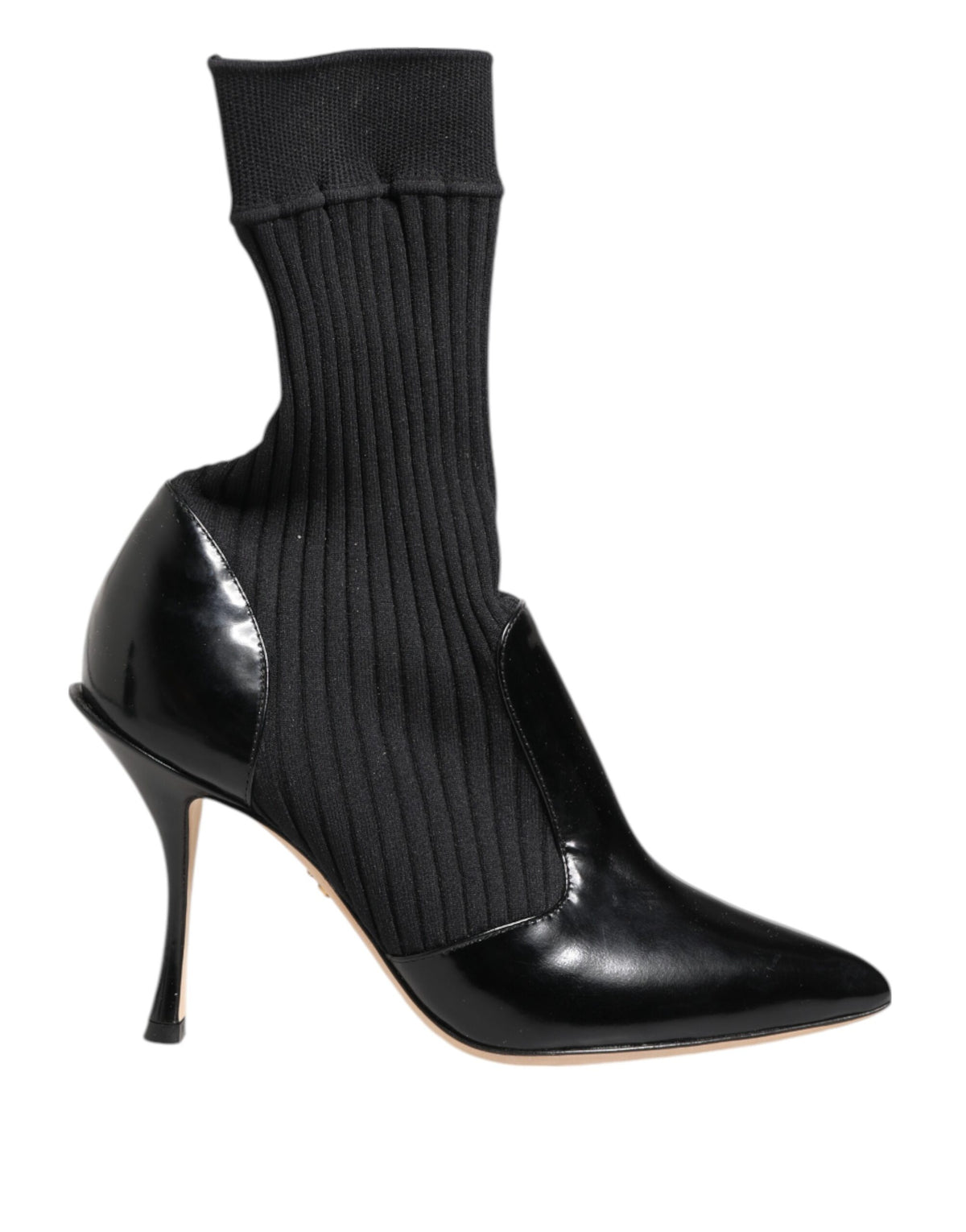 Dolce & Gabbana Women's Nylon Goat & Calf Leather High-Heel Stiletto Sock Ankle Short Boots - Black Signature