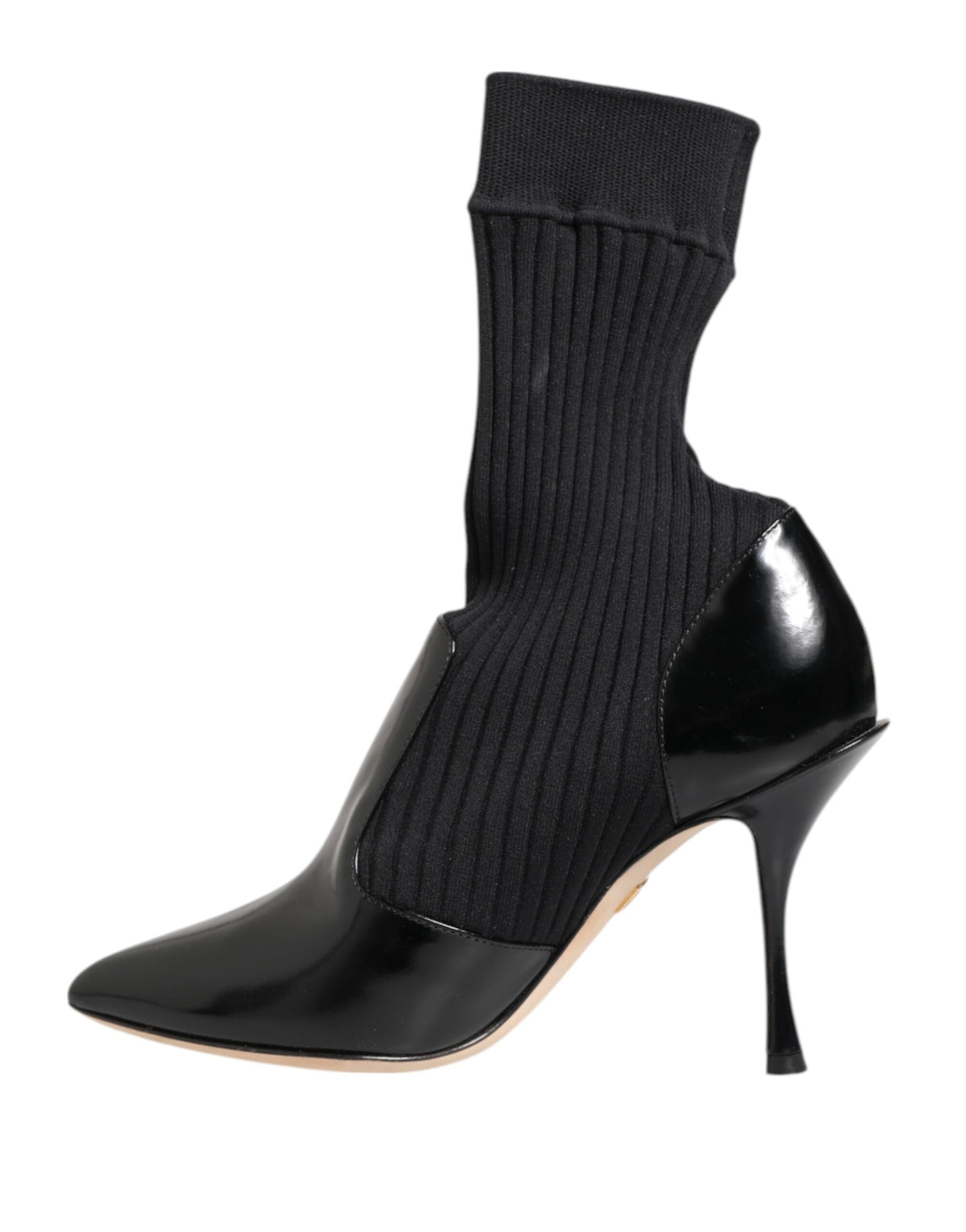 Dolce & Gabbana Women's Nylon Goat & Calf Leather High-Heel Stiletto Sock Ankle Short Boots - Black Signature