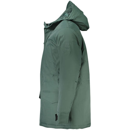 Hooded Parka by Timberland for men in stretch polyester green features a modern silhouette, showcasing a sophisticated and premium pockets & hooded for a truly modern finish.