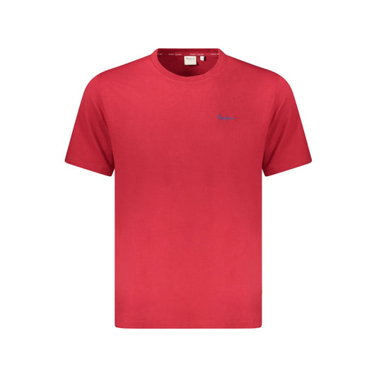 T-Shirt by Pepe Jeans for men in organic cotton red showcases a fashionable silhouette, elegantly detailed with a fashionable and for a sophisticated, high-fashion look.
