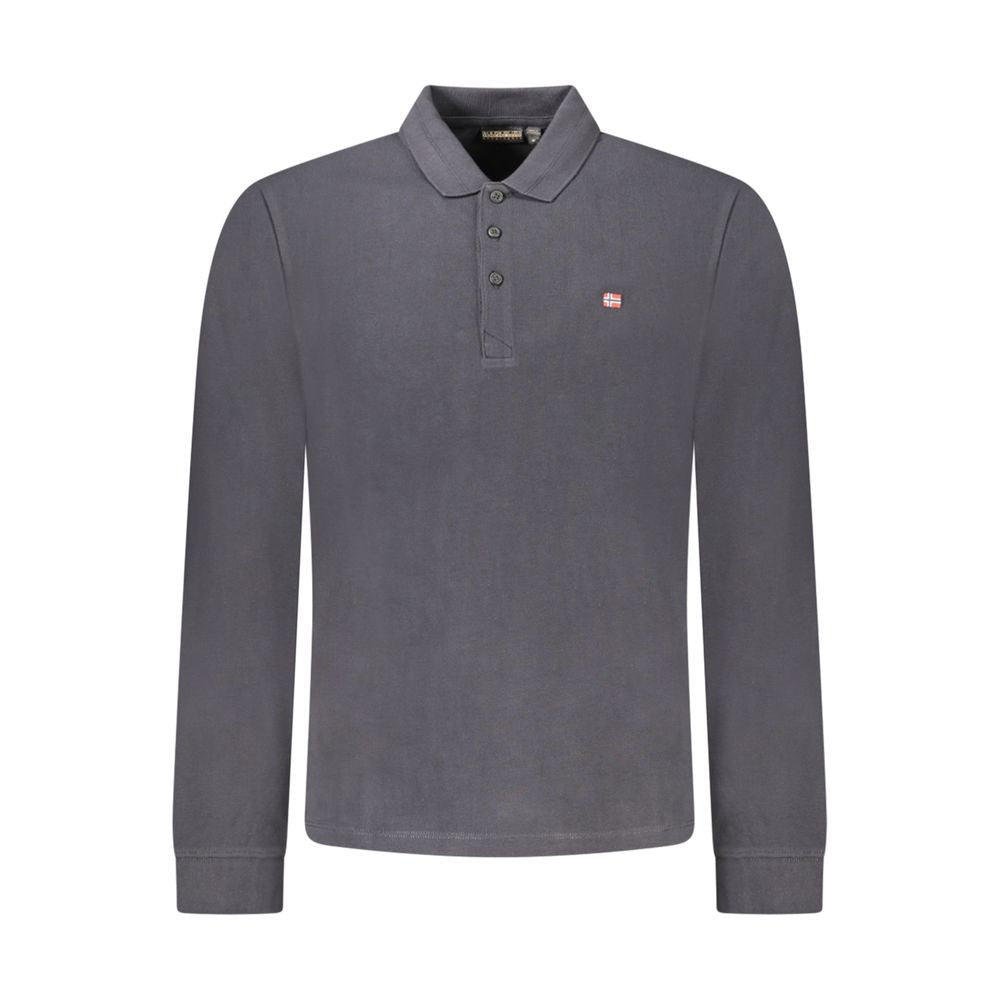 Polo Shirt by Napapijri for men in cotton black & signature presents a crisp silhouette, artfully detailed with a crisp long-sleeve and crisp .