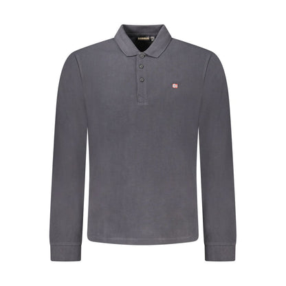 Polo Shirt by Napapijri for men in cotton black & signature presents a crisp silhouette, artfully detailed with a crisp long-sleeve and crisp .