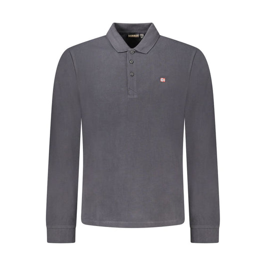 Polo Shirt by Napapijri for men in cotton black & signature presents a crisp silhouette, artfully detailed with a crisp long-sleeve and crisp .