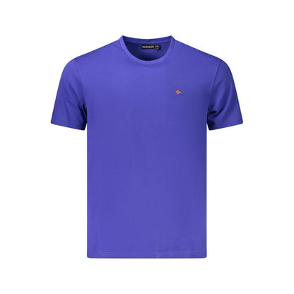 T-Shirt by Napapijri for men in cotton blue showcases a unassuming silhouette, artfully detailed with a refined crew neckline and unassuming for a sophisticated, contemporary look.