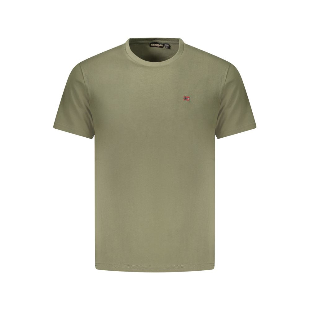 T-Shirt by Napapijri for men in cotton green showcases a dramatic silhouette, elegantly detailed with a dramatic crew neckline and for a truly dramatic finish.