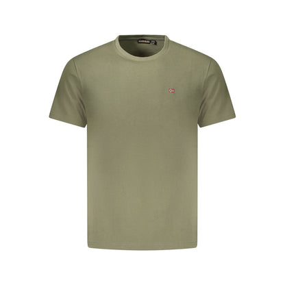 T-Shirt by Napapijri for men in cotton green showcases a dramatic silhouette, elegantly detailed with a dramatic crew neckline and for a truly dramatic finish.