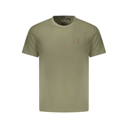 T-Shirt by Napapijri for men in cotton green showcases a dramatic silhouette, elegantly detailed with a dramatic crew neckline and for a truly dramatic finish.