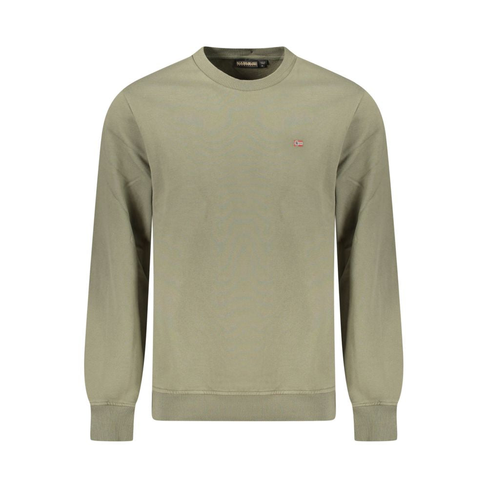 Sweatshirt by Napapijri for men in organic cotton & polyester green features an enviable silhouette, showcasing a premium and refined crew neckline for a truly enviable finish.