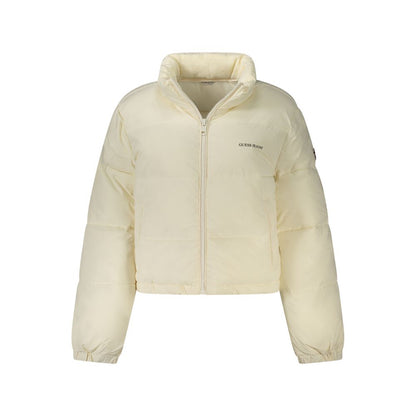 Overcoat by Guess Jeans for women in polyester white showcases a architectural silhouette, artfully detailed with a distinctive and functional thermal & pockets for a architectural finish.