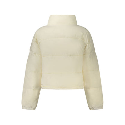 Overcoat by Guess Jeans for women in polyester white features an satoral silhouette, showcasing a sophisticated and satoral thermal & pockets for a premium, timeless look.