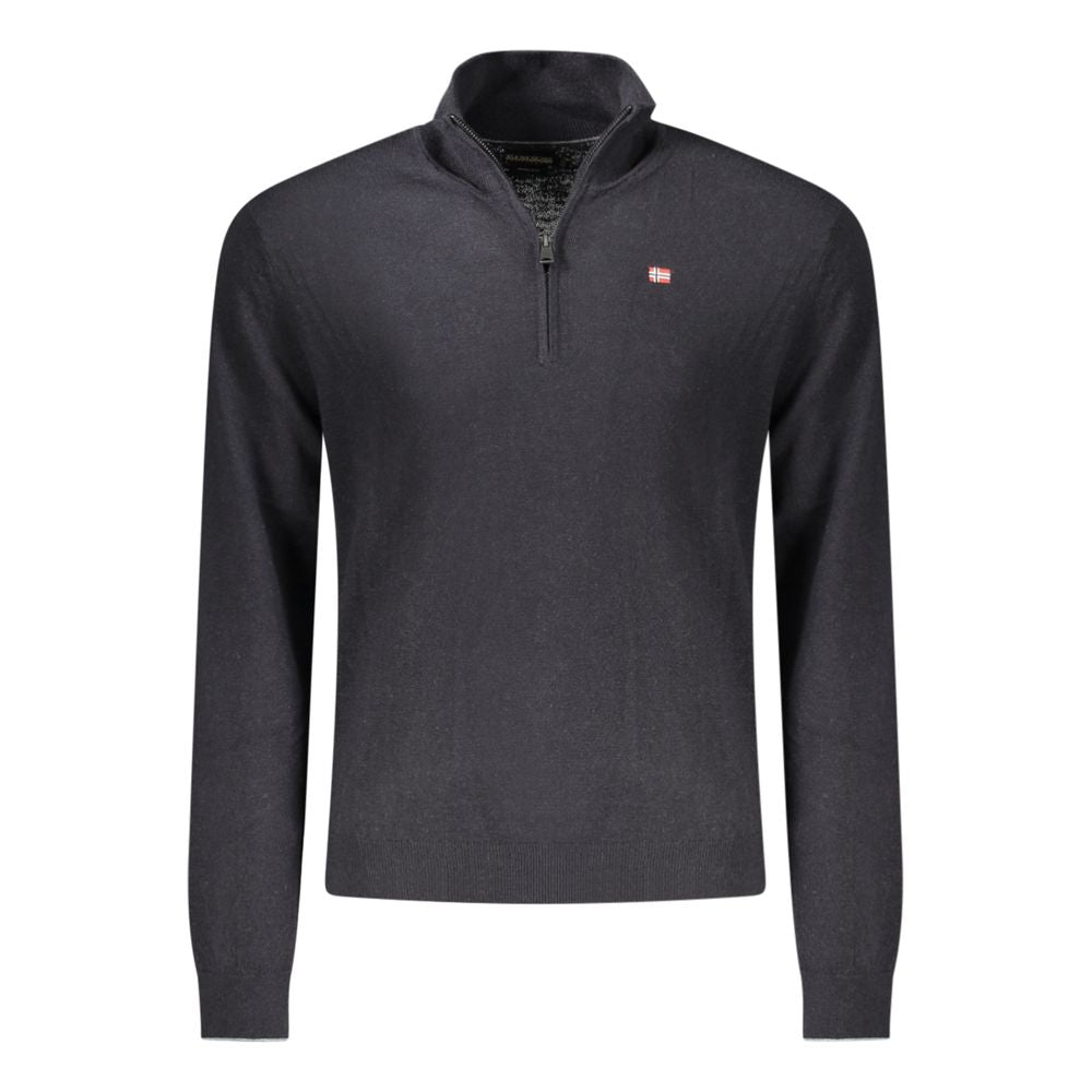 Sweatshirt by Napapijri for men in wool black & signature presents a smart casual silhouette, featuring a smart casual and for a sophisticated look.