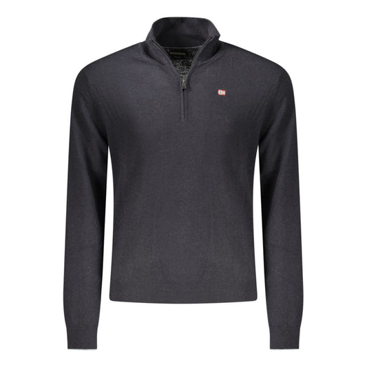 Sweatshirt by Napapijri for men in wool black & signature presents a smart casual silhouette, featuring a smart casual and for a sophisticated look.