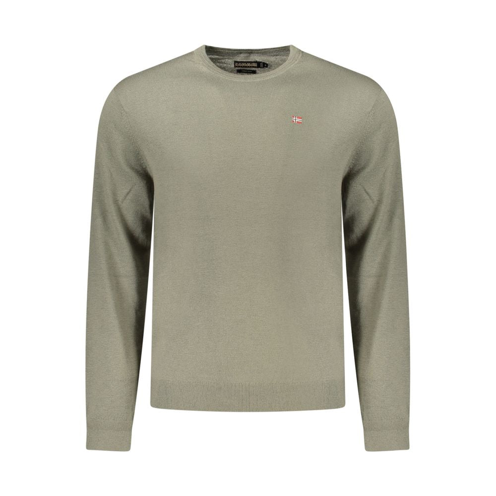 Sweatshirt by Napapijri for men in wool green showcases a slouchy chic silhouette, artfully detailed with a slouchy chic crew neckline and for a slouchy chic finish.