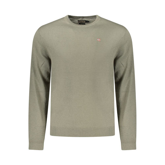 Sweatshirt by Napapijri for men in wool green showcases a slouchy chic silhouette, artfully detailed with a slouchy chic crew neckline and for a slouchy chic finish.