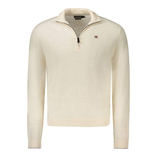 Sweatshirt by Napapijri for men in wool white presents a smart casual silhouette, featuring a smart casual and for a sophisticated look.