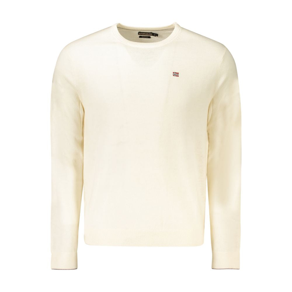 Sweatshirt by Napapijri for men in wool white features an provocated silhouette, detailed with a provocated and a refined crew neckline for a sophisticated aesthetic.