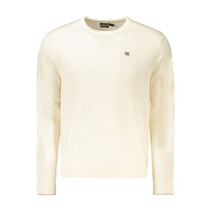 Sweatshirt by Napapijri for men in wool white features an provocated silhouette, detailed with a provocated and a refined crew neckline for a sophisticated aesthetic.