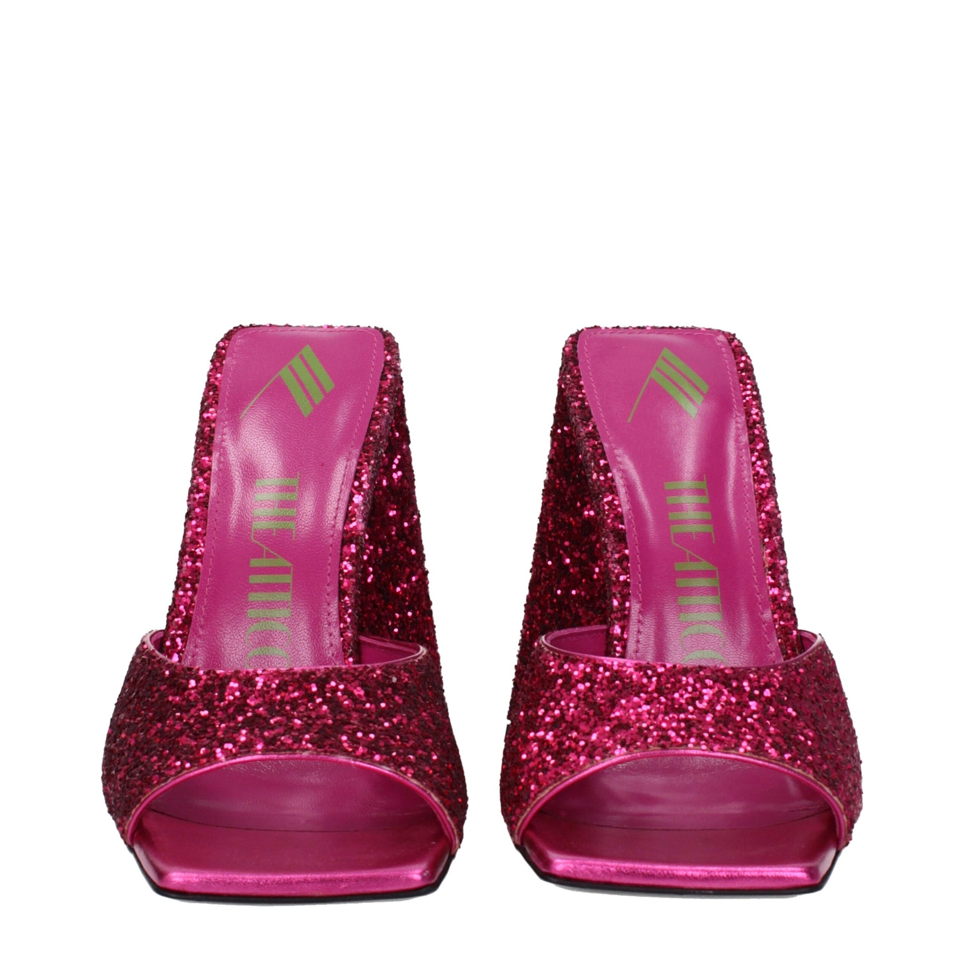 Very-High-Heel Platform Sandals by The Attico for women in leather & plastic fuchsia & pink showcases a sculptural silhouette as Women's Leather & Plastic Very-High-Heel Platform Sandals, defined by a sculptural high-heel platform 11-5-cm-heel very-high-heel and sculptural open toe style for a sculptural look.
