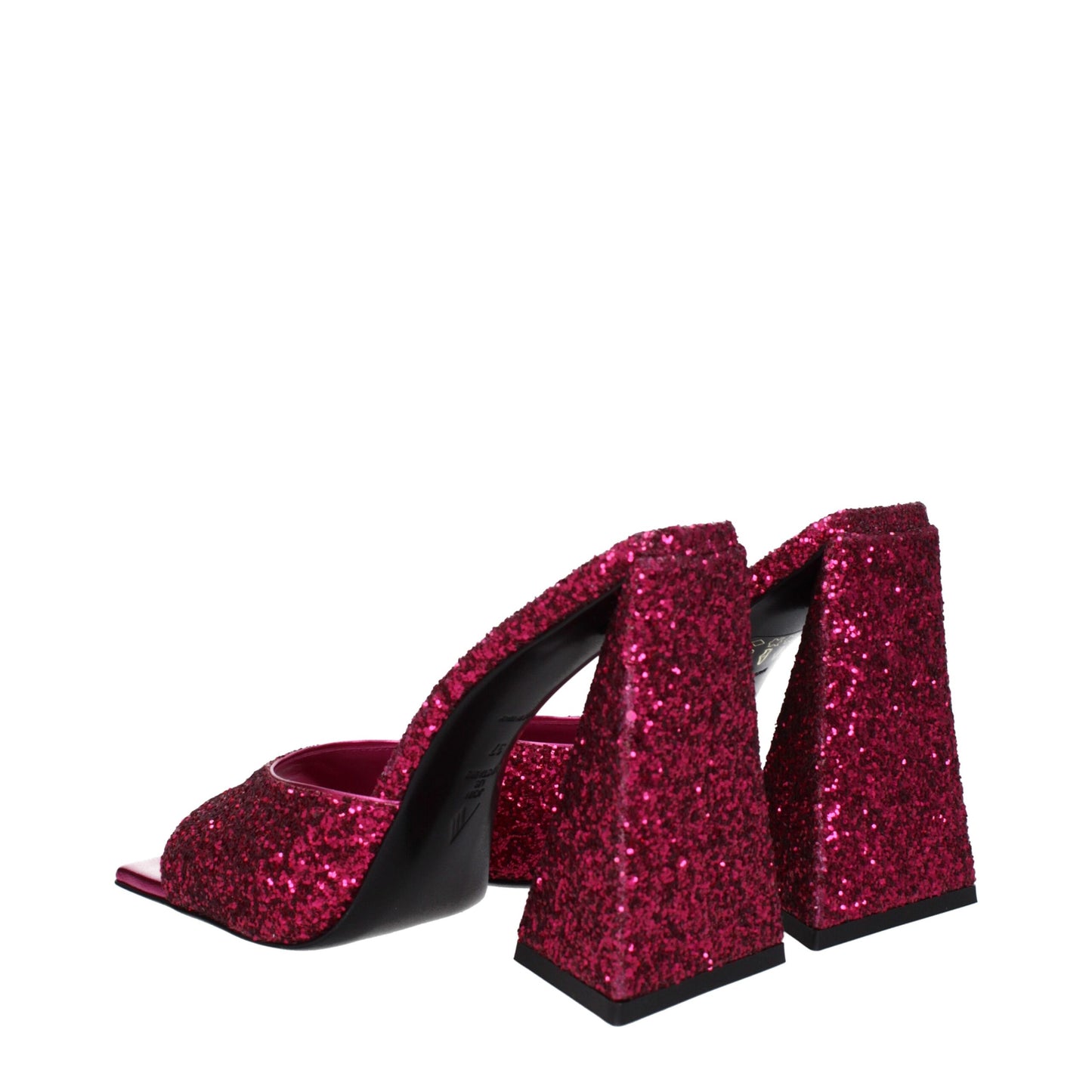Very-High-Heel Platform Sandals by The Attico for women in leather & plastic fuchsia & pink features an exquisite silhouette, showcasing the exquisite Women's Leather & Plastic Very-High-Heel Platform Sandals with a high-heel platform 11-5-cm-heel very-high-heel and open toe style.