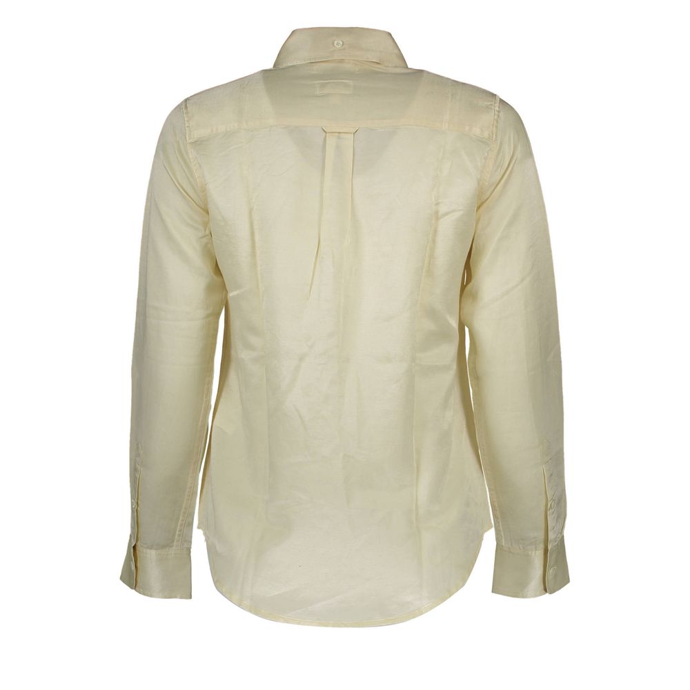 Shirt by Gant for women in cotton beige features an architectural silhouette with a refined and elegant for a architectural look.
