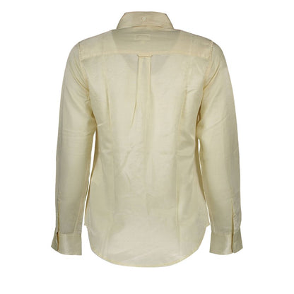 Shirt by Gant for women in cotton beige features an architectural silhouette with a refined and elegant for a architectural look.