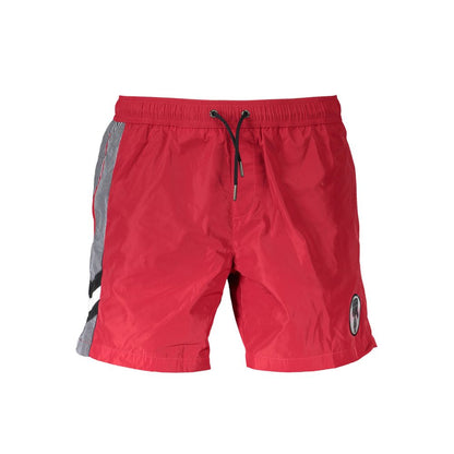 Swim Shorts by Karl Lagerfeld for men in polyester red presents a sculptural silhouette, showcasing the sculptural Men's Polyester Swim Shorts design with a refined cut for a premium, sophisticated look.