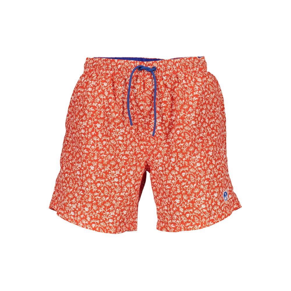 Swim Shorts by North Sails for men in organic cotton & polyester and red & patterned showcases a sinuous silhouette, expertly cut for a sinuous fit as part of the Men's Organic Cotton & Polyester Swim Shorts collection.