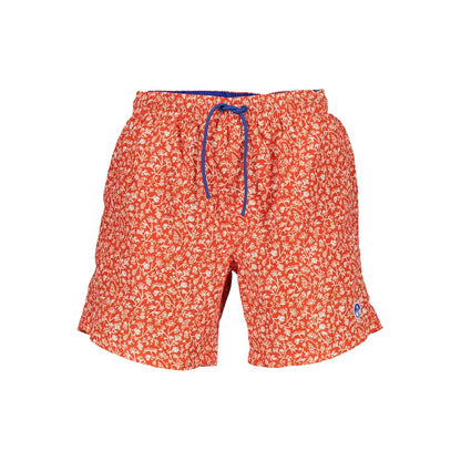 Swim Shorts by North Sails for men in organic cotton & polyester and red & patterned showcases a sinuous silhouette, expertly cut for a sinuous fit as part of the Men's Organic Cotton & Polyester Swim Shorts collection.