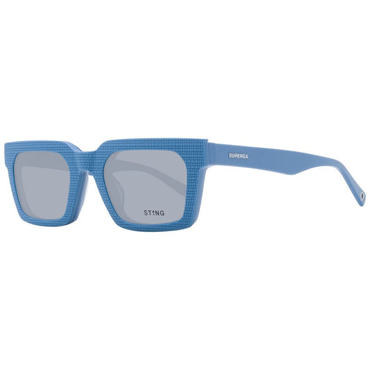 Sunglasses by Sting for men in acetate blue features an lustrous full-rim square frame design with blue coloured frame detailing and polarized category-3-dark-tint lens for a lustrous aesthetic.
