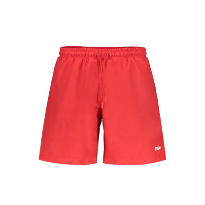 Shorts by Fila for men in polyester red & print features a sharp silhouette, meticulously detailed with a sharp , a short cut, and a sophisticated .