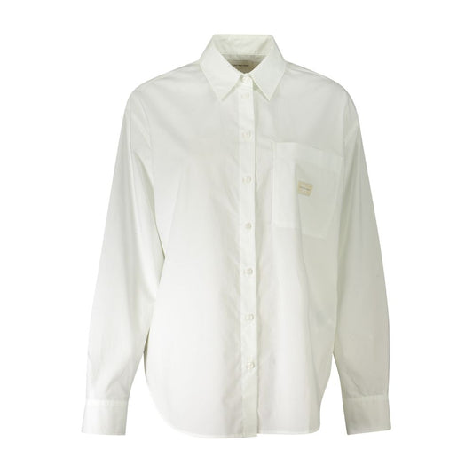 Dress Shirt by Calvin Klein for women in cotton white features an polished silhouette, showcasing a sophisticated and long-sleeve detail for a truly polished finish.