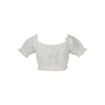 Blouse by Guess Jeans for women in cotton white features an polished silhouette, showcasing a sophisticated and detail for a truly polished finish.