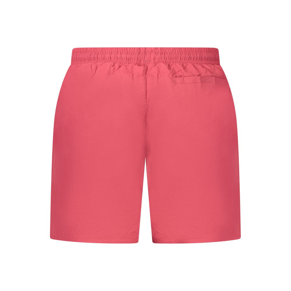 Swim Shorts by Napapijri for men in polyamide red showcases a sculptural silhouette, expertly capturing the sophisticated essence of the sculptural Men's Polyamide Swim Shorts design for a premium poolside look.