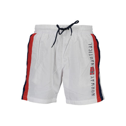 Swim Shorts by Norway 1963 for men in polyamide white & print presents a beach chic silhouette from the Men's Polyamide Swim Shorts collection, showcasing a beach chic cut for a refined poolside look.