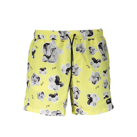 Swim Shorts by Karl Lagerfeld for men in polyester yellow features an dramatic silhouette that defines the luxurious aesthetic and refined cut of the Men's Polyester Swim Shorts.