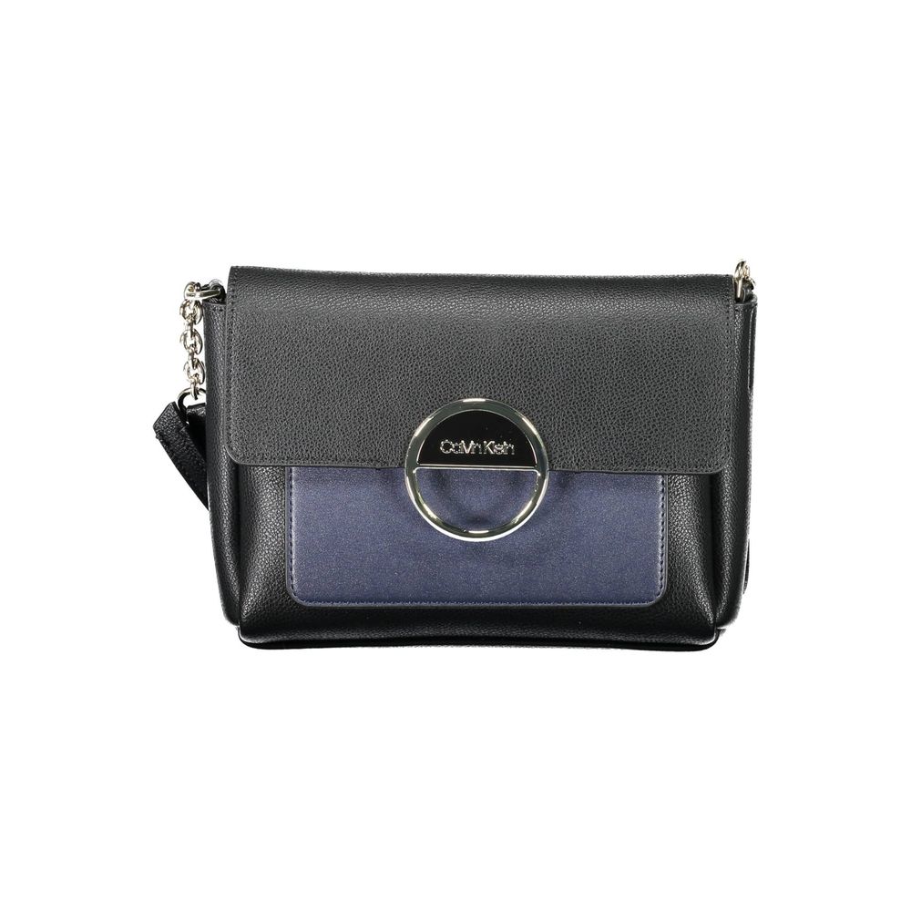 Shoulder Bag by Calvin Klein for women in polyethylene black features a stately silhouette, showcasing a secure snap, ample internal-pockets, and stately shoulder-strap & adjustable-strap for a stately finish.
