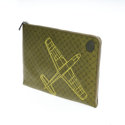 Clutch Handbag by Trussardi for men in leather green features a sculptural silhouette with a secure zipper, ample built-in-compartments, and versatile for a sculptural finish.