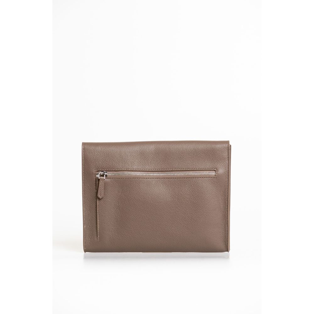 Clutch Handbag by Trussardi for men in polyester brown features an sculptural silhouette, showcasing a secure magnetic & button and sculptural built-in-compartments with versatile for a sophisticated look.