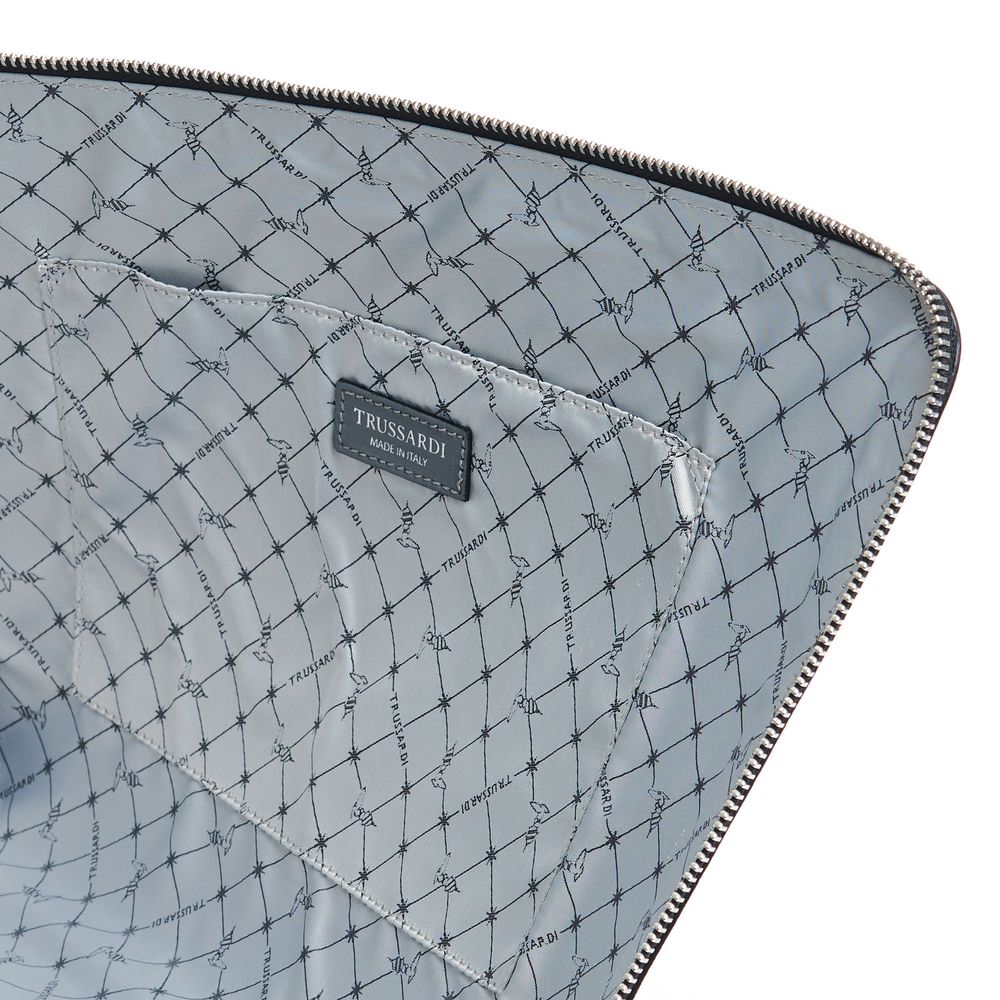 Clutch Handbag by Trussardi for men in leather black features a architectural silhouette, showcasing a secure zipper, ample built-in-compartments, and versatile for a architectural finish.